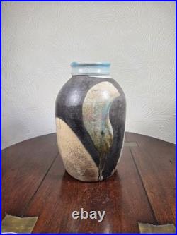 Vintage Large Multicoloured Raku Studio Pottery Vase