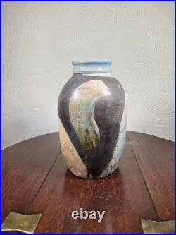Vintage Large Multicoloured Raku Studio Pottery Vase
