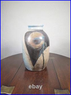 Vintage Large Multicoloured Raku Studio Pottery Vase