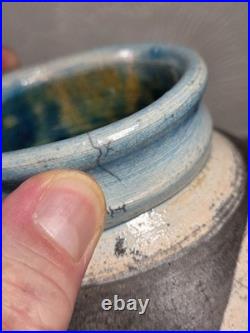 Vintage Large Multicoloured Raku Studio Pottery Vase