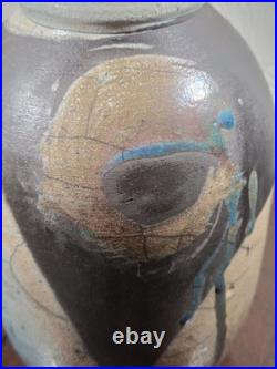 Vintage Large Multicoloured Raku Studio Pottery Vase