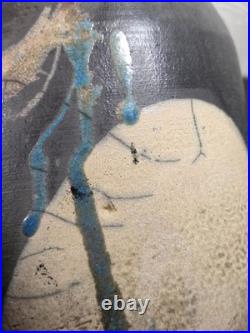 Vintage Large Multicoloured Raku Studio Pottery Vase