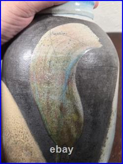 Vintage Large Multicoloured Raku Studio Pottery Vase