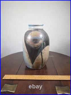 Vintage Large Multicoloured Raku Studio Pottery Vase