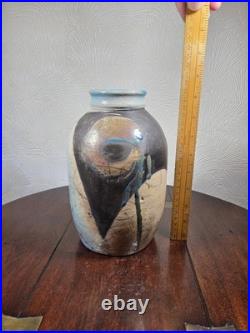 Vintage Large Multicoloured Raku Studio Pottery Vase