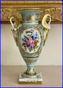 Vintage Le Tallec Limoges French Empire Style Hand Painted Twin Handle Urn Vase