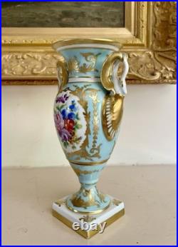 Vintage Le Tallec Limoges French Empire Style Hand Painted Twin Handle Urn Vase