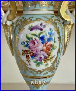 Vintage Le Tallec Limoges French Empire Style Hand Painted Twin Handle Urn Vase