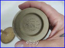 Vintage Lucian Krawczyk studio pottery lidded jar withdesign
