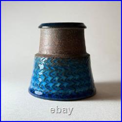 Vintage MCM HAK Studio Vase by NILS KÄHLER Blue and Brown Vase Denmark 1960s