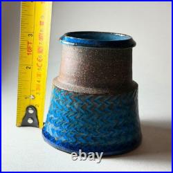 Vintage MCM HAK Studio Vase by NILS KÄHLER Blue and Brown Vase Denmark 1960s