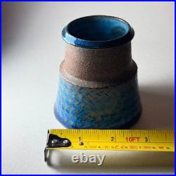 Vintage MCM HAK Studio Vase by NILS KÄHLER Blue and Brown Vase Denmark 1960s