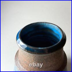 Vintage MCM HAK Studio Vase by NILS KÄHLER Blue and Brown Vase Denmark 1960s