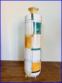 Vintage Mallorca Felanitx Studio Pottery Vase -Hand Painted Geometric MidCentury