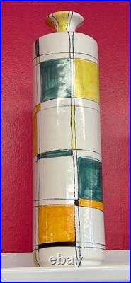 Vintage Mallorca Felanitx Studio Pottery Vase -Hand Painted Geometric MidCentury