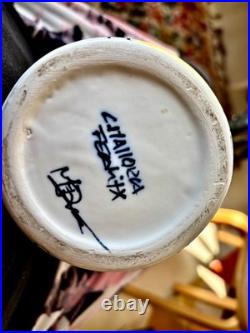 Vintage Mallorca Felanitx Studio Pottery Vase -Hand Painted Geometric MidCentury