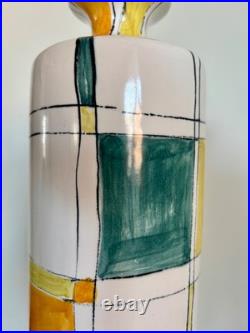 Vintage Mallorca Felanitx Studio Pottery Vase -Hand Painted Geometric MidCentury