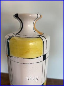 Vintage Mallorca Felanitx Studio Pottery Vase -Hand Painted Geometric MidCentury