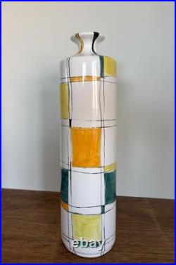 Vintage Mallorca Felanitx Studio Pottery Vase -Hand Painted Geometric MidCentury