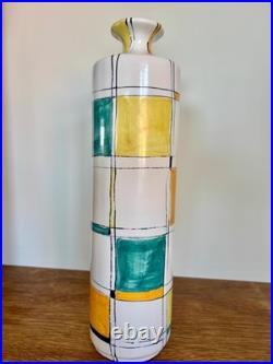 Vintage Mallorca Felanitx Studio Pottery Vase -Hand Painted Geometric MidCentury