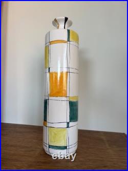 Vintage Mallorca Felanitx Studio Pottery Vase -Hand Painted Geometric MidCentury