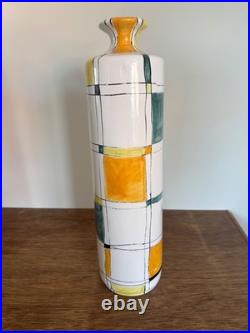 Vintage Mallorca Felanitx Studio Pottery Vase -Hand Painted Geometric MidCentury