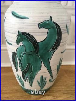 Vintage Mark Valcera 60s Studio Pottery Horse Detail Large Floor Vase 40cm Swiss
