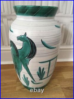 Vintage Mark Valcera 60s Studio Pottery Horse Detail Large Floor Vase 40cm Swiss