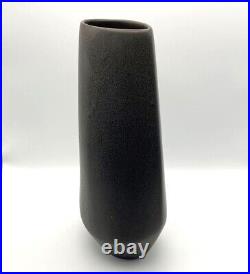 Vintage Marni Turkel MCM Studio Pottery Vase Large Charcoal 12½ inch Signed