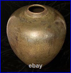 Vintage Metallic Iridescent Glazed Ceramic Vase Studio Art Pottery 12 H