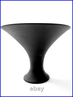Vintage Mid Century Modern Architectural matte black stoneware pottery Vase