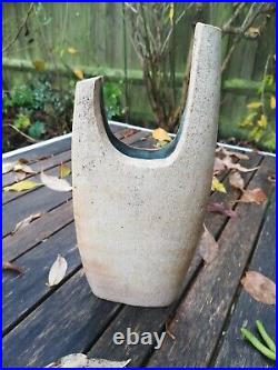 Vintage Modernist Studio Art Pottery Vase Ikebana Sculptural Asymmetrical VGC