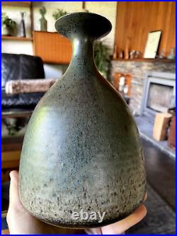 Vintage Peter Lane Studio Pottery Flared Rim Large Vase In Blue