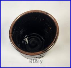 Vintage Peter Lane Studio Pottery Sgraffito Stoneware Tenmoku Glaze Yumoni Cup
