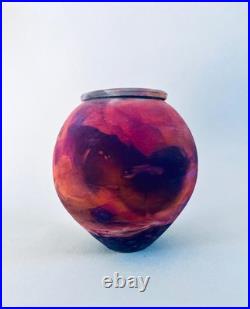 Vintage Raku vase. Vintage studio pottery vase