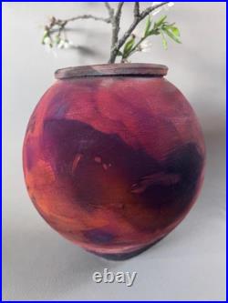 Vintage Raku vase. Vintage studio pottery vase