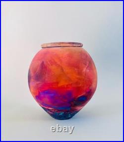 Vintage Raku vase. Vintage studio pottery vase