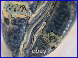 Vintage Roger Cockram Studio Pottery vase with frog fully marked 18 cm x 14 cm