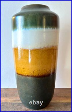 Vintage Scheurich 517-45 West Germany Floor Vase 45cm Green Mustard Yellow MCM