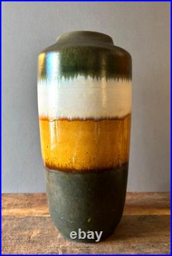 Vintage Scheurich 517-45 West Germany Floor Vase 45cm Green Mustard Yellow MCM