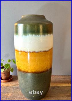 Vintage Scheurich 517-45 West Germany Floor Vase 45cm Green Mustard Yellow MCM
