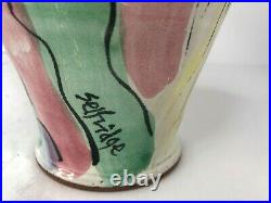 Vintage Selfridge Pottery Vase Art Woman Hand Made Contemporary Signed Majolica