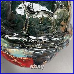 Vintage Signed Studio Pottery Abstract Blobbed Design Glazed Vase