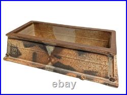 Vintage Signed Studio Pottery Suiban Tray Slab Built Brutalist Suiseki Ikebana