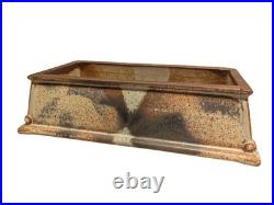 Vintage Signed Studio Pottery Suiban Tray Slab Built Brutalist Suiseki Ikebana
