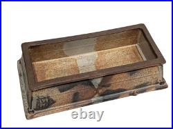 Vintage Signed Studio Pottery Suiban Tray Slab Built Brutalist Suiseki Ikebana
