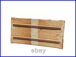 Vintage Signed Studio Pottery Suiban Tray Slab Built Brutalist Suiseki Ikebana