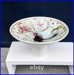 Vintage Studio Art Pottery Pedestal Tray Dish UNMARKED Marianne De Trey Style Vintage Studio Art Pottery Pedestal Tray Dish UNMARKED Marianne De Trey Style
