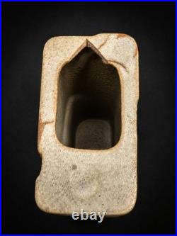 Vintage Studio Pottery Rectangular Vase Abstract Design Signed Ceramic Art