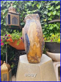 Vintage Studio Pottery Vase Abstract Handmade Nature Wildlife Stoneware Ceramic